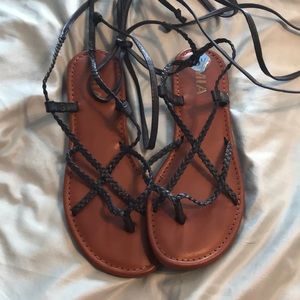 Mia 6 1/2 navy lace up sandals